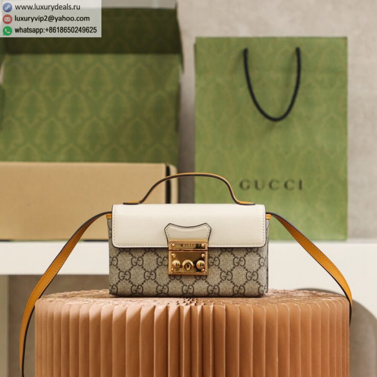 Gucci Padlock mini bag 652683 96GAG 9763 Women Canvas Shoulder Bags White