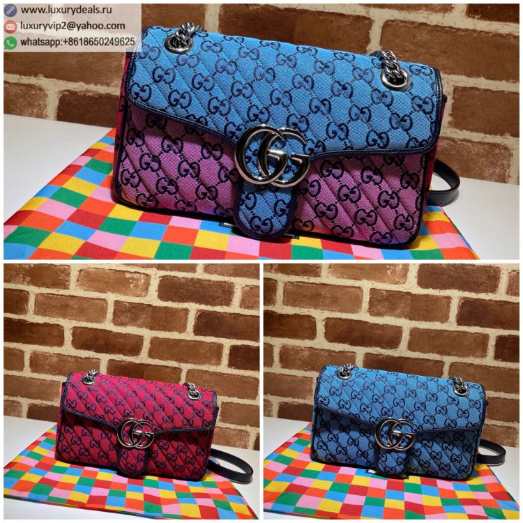 Gucci GG Multicolor GG Marmont PM 443497 Women Shoulder Bags Multi-colorRed, Blue
