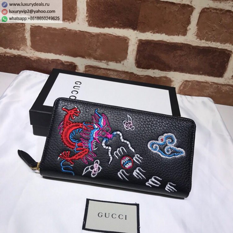 Gucci Embroidery Zipper 473931 Men Wallets