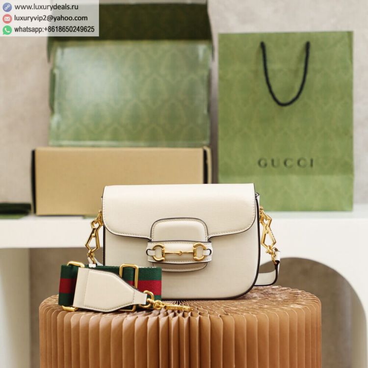 Gucci Horsebit 1955 mini bag Saddle 658574 Women Leather Shoulder Bags White