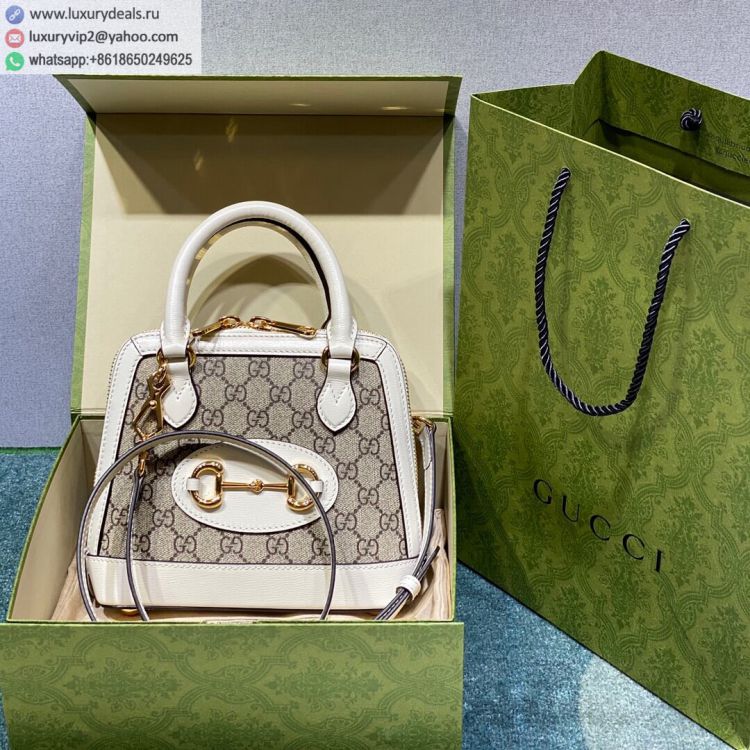 Gucci Horsebit 1955 mini top handle bag 640716 Women Canvas Shoulder Bags White