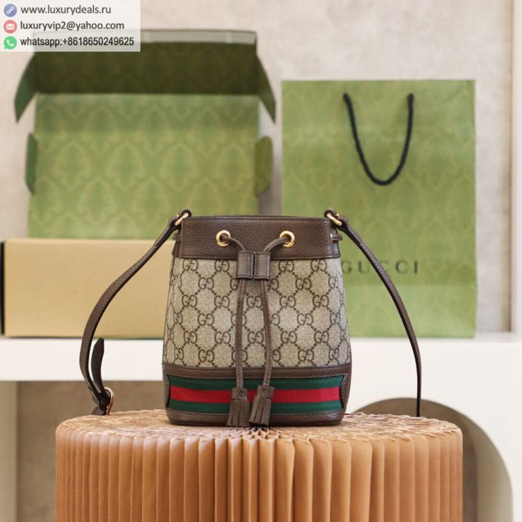 Gucci Ophidia mini GG bucket bag 550620 96I3B 8745 Women PVC Shoulder Bags Brown