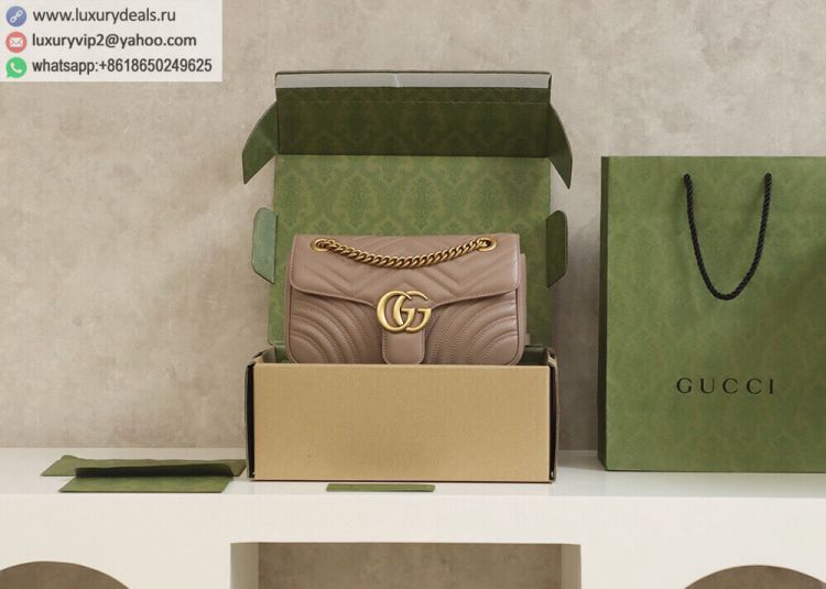 Gucci GG Marmont small matelasse shoulder bag 443497 Women Leather Shoulder Bags Tea