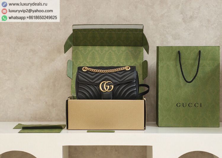 Gucci GG Marmont small matelasse shoulder bag 443497 Women Leather Shoulder Bags Black
