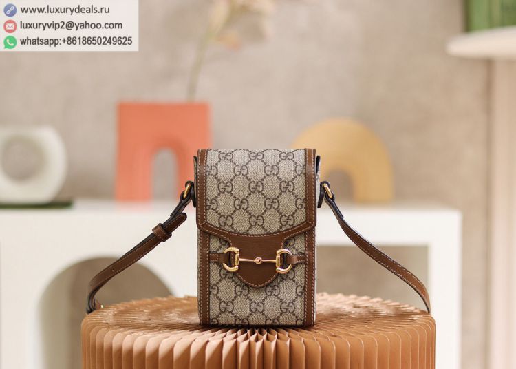 Gucci Horsebit 1955 mini bag 625615 92TCG 8563 Women PVC Shoulder Bags Brown