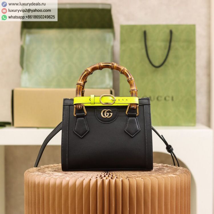 Gucci Diana mini tote bag 655661 17QDT 1175 Women Leather Shoulder Bags Black