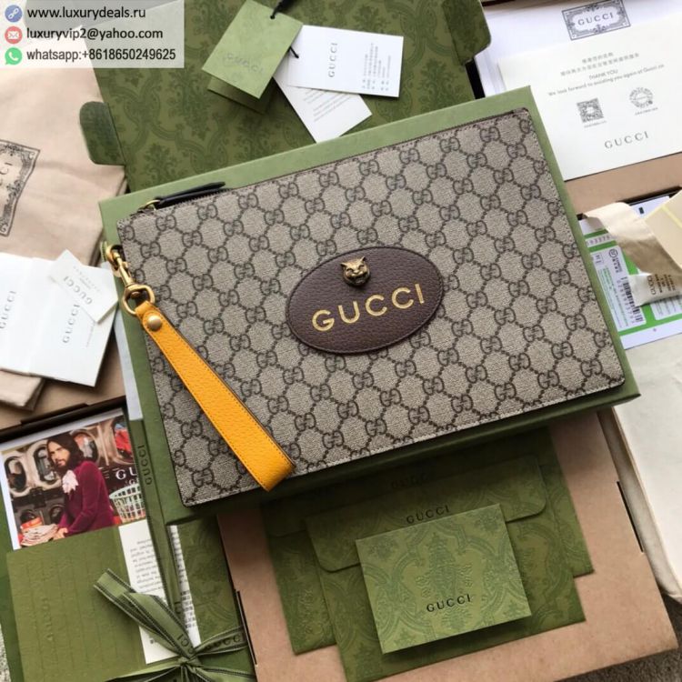 Gucci GG Supreme Canvas 473956/ Men Canvas Clutch Bags Coffee