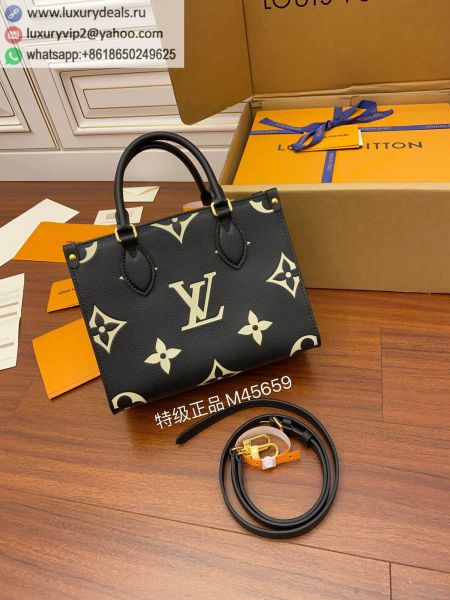 Louis Vuitton LV Onthego PM Tote M45659 Black Leather Tote Bags