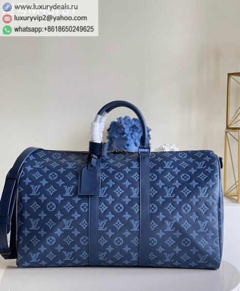 Louis Vuitton Keepall BANDOULIeRE 50 M45731 Blue Leather Travel Bags