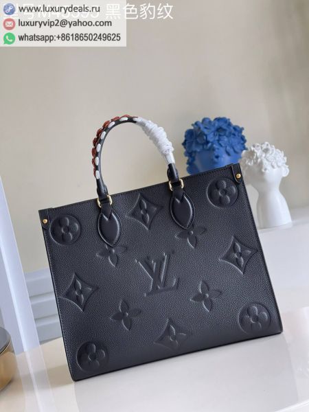 Louis Vuitton Onthego MM M58522 Black Leather Tote Bags