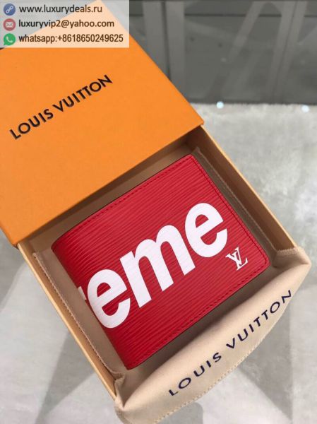 Louis Vuitton LV Multiple Supreme M67542 Red Epi Wallets