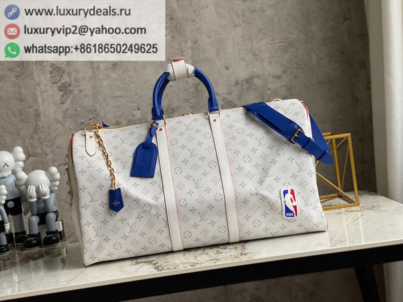 Louis Vuitton LV x NBA Basketball Keepall 55 M45586 White PVC Travel Bags