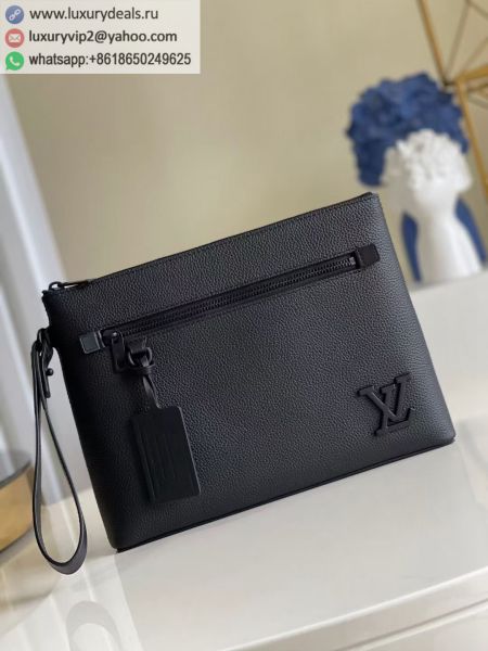 Louis Vuitton LV Aerogram M69837 Black Leather Clutch Bags