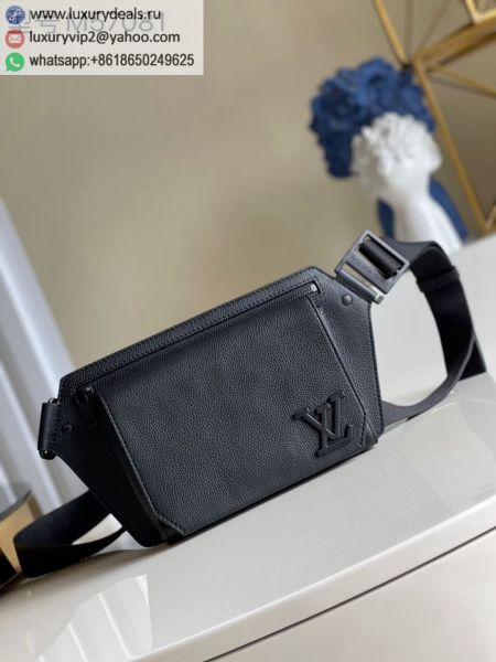 Louis Vuitton LV Aerogram M57081 Black Leather Fanny Packs