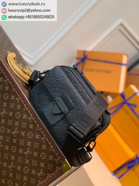 Louis Vuitton LV S Lock Messenger M58489 Black Leather Shoulder Bags