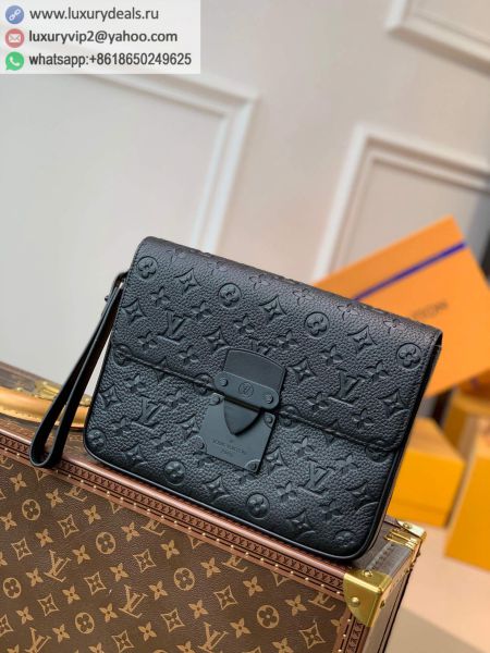 Louis Vuitton LV S Lock 4A M80582 Black Leather Clutch Bags
