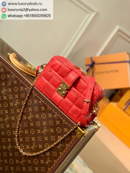 Louis Vuitton LV Troca PM Trocadero Camera Bags M59118 Peach Red Sheepskin Shoulder Bags