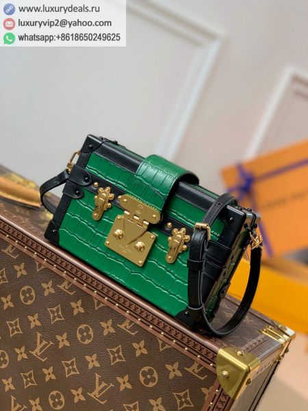 Louis Vuitton LV Petite Malle Box Crossbody N93145 Green Leather Shoulder Bags