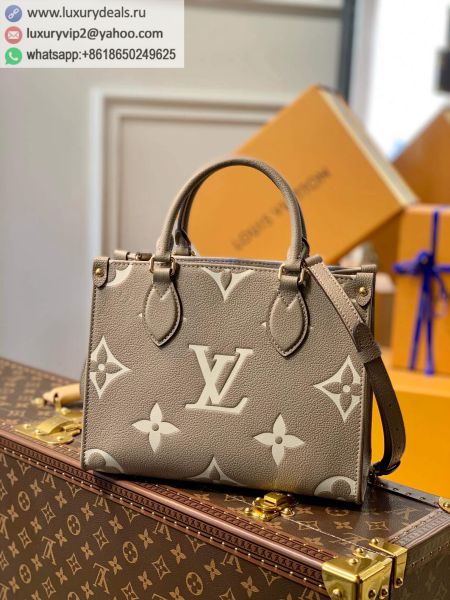 Louis Vuitton LV Onthego PM Tote M45779 Gray Leather Tote Bags