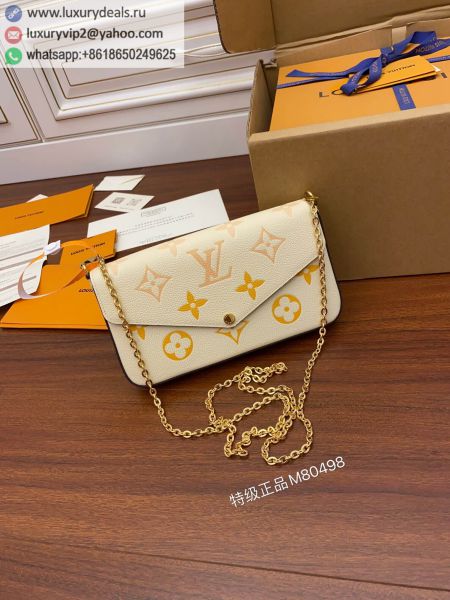 Louis Vuitton LV Felicie Pochette Three-in-One Chain M80498 Apricot Leather Wallets