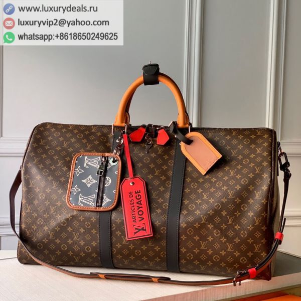 Louis Vuitton LV Keepall Bandouliere 50 M56855 PVC Travel Bags