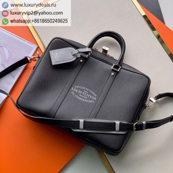 Louis Vuitton LV Porte Documents Voyage M30365 Black Leather Briefcases