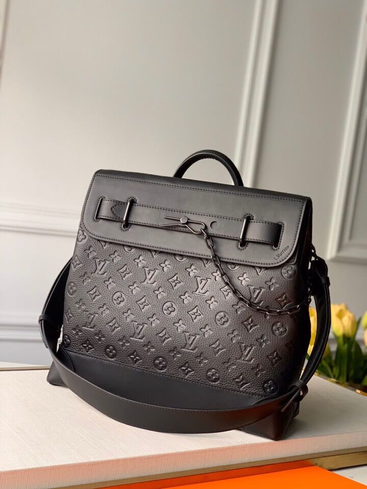 Louis Vuitton LV Steamer PM bag M55701 Black Leather Tote Bags
