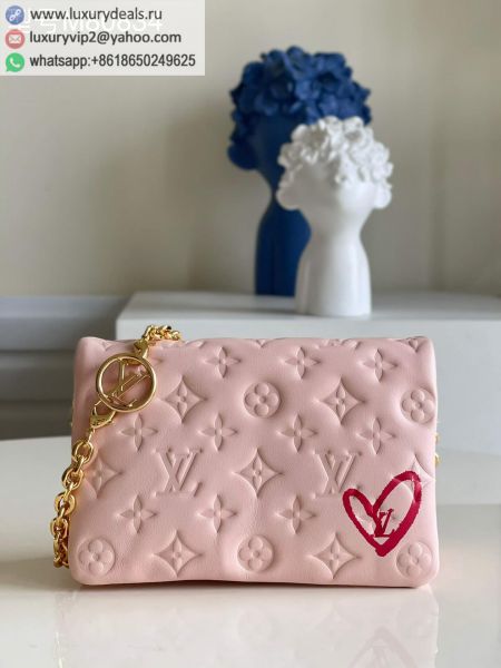 Louis Vuitton LV Pochette Coussin Chain M80834 Pink Leather Shoulder Bags