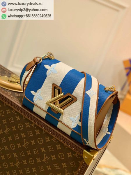 Louis Vuitton LV Twist MM bag M57659 Blue Embroidery Shoulder Bags