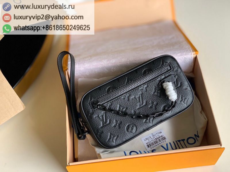 Louis Vuitton LV Virgil Abhol Chain M55703 Black Leather Clutch Bags