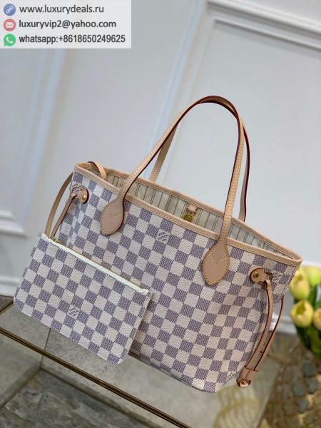 Louis Vuitton LV Neverfull PM N41362 White PVC Shopping Bags
