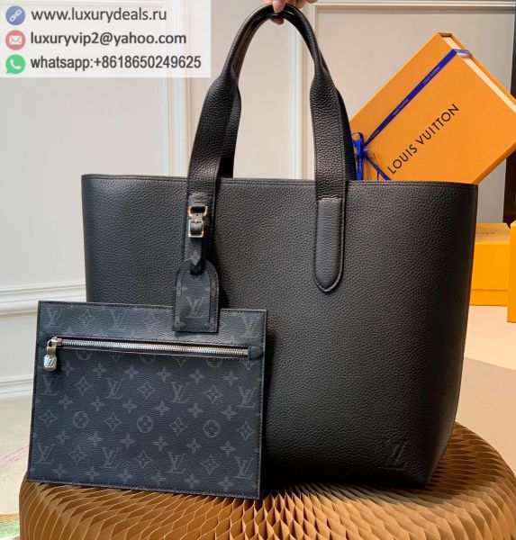 Louis Vuitton LV Cabas Voyage bag M52817 Black Leather Tote Bags