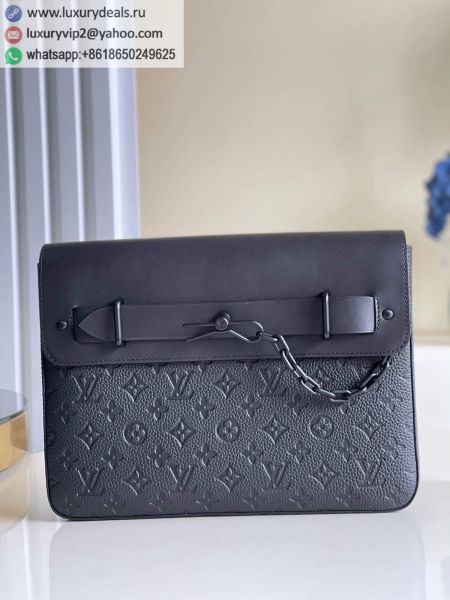 Louis Vuitton LV Pochette Steamer M80140 Black Leather Clutch Bags