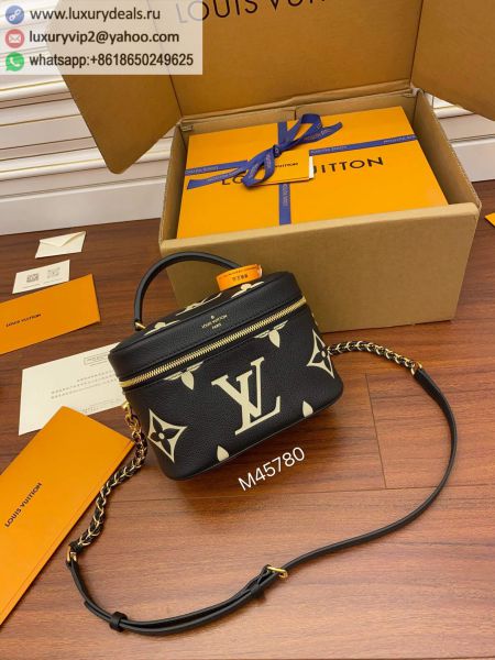 Louis Vuitton LV Vanity PM M45780 Black Leather Makeup Bags