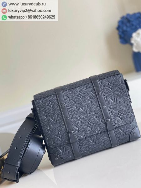 Louis Vuitton LV Trunk Messenger M57726 Black Leather Shoulder Bags