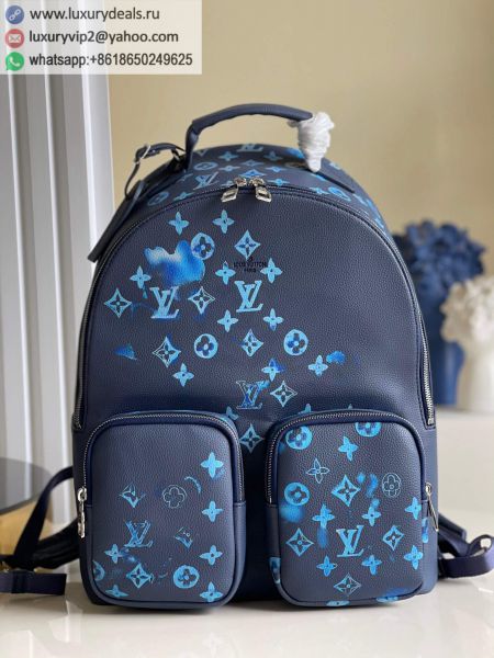 Louis Vuitton LV Backpack Multipocket M57841 Blue Leather Backpacks