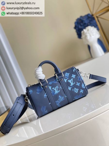Louis Vuitton LV Keepall XS Crossbody M57844 Blue Leather Tote Bags