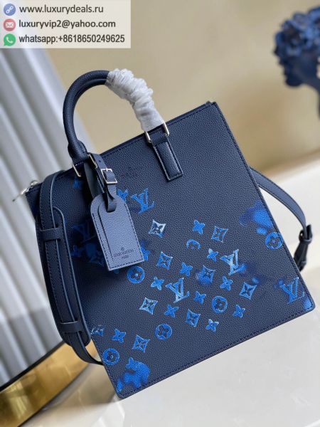 Louis Vuitton LV Sac Plat Zippe bag M57843 Blue Leather Briefcases
