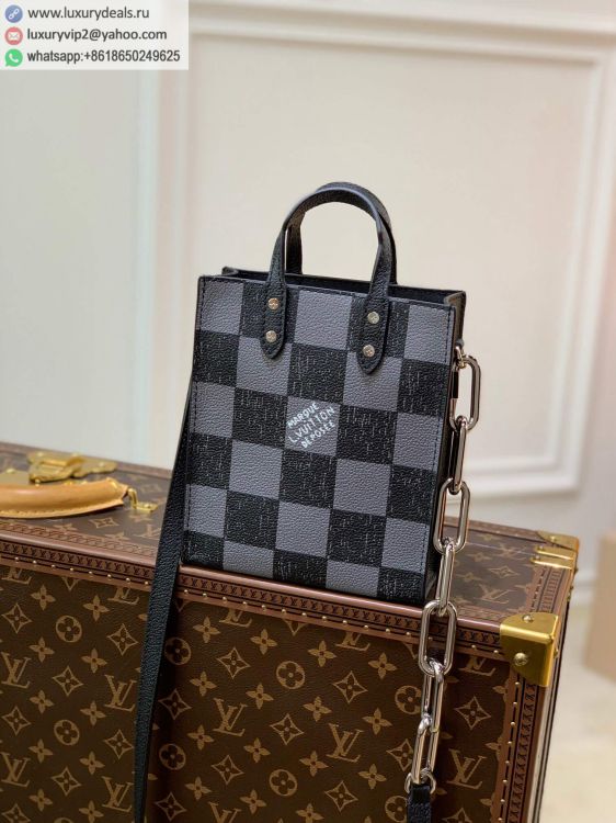 Louis Vuitton LV Sac Plat XS bag N60479 Men Leather Shoulder Bags Black