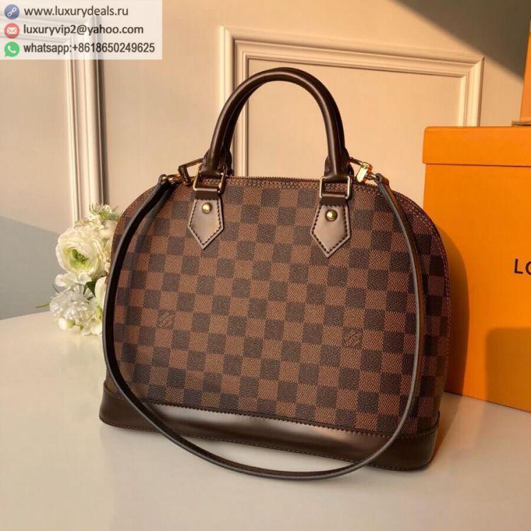 Louis Vuitton LV Alma Damier N53151 Women PVC Shoulder Bags Brown