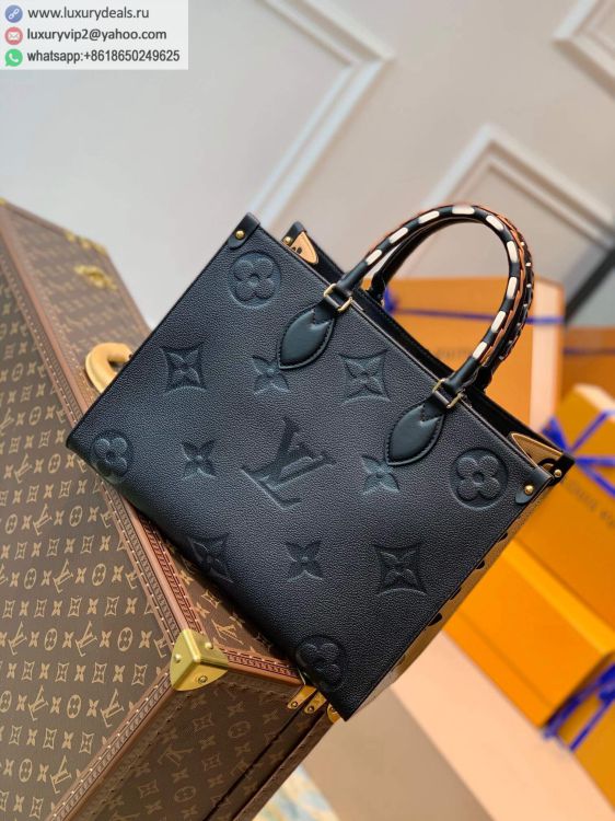 Louis Vuitton LV Onthego MM Leopard Print M58522 Women Leather Shoulder Bags Black