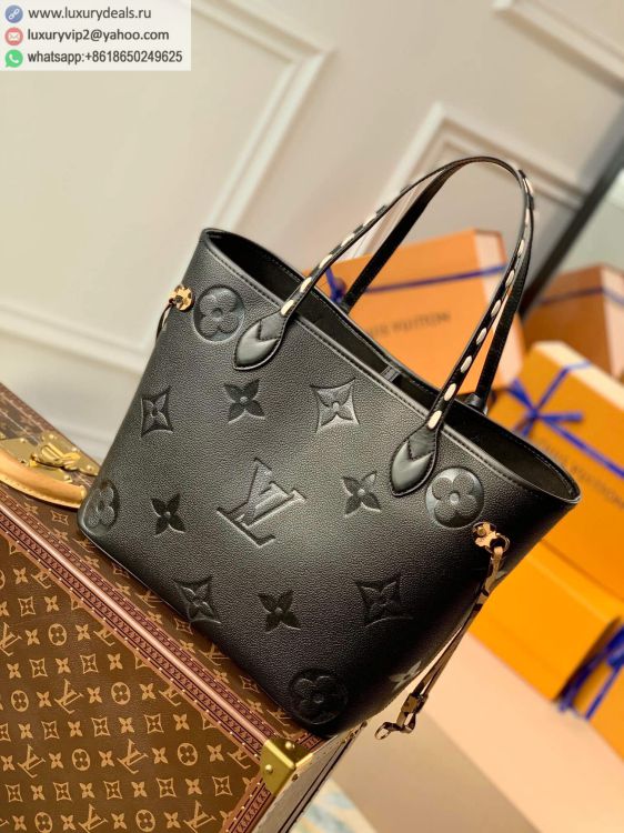 Louis Vuitton LV Neverfull MM tote M45856 Women Leather Shoulder Bags Black