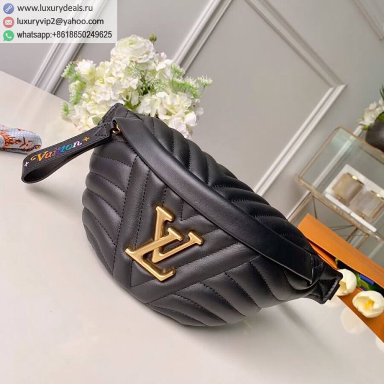 Louis Vuitton LV Black New Wave Bum Bag M53750 Women Leather Fanny Packs Black