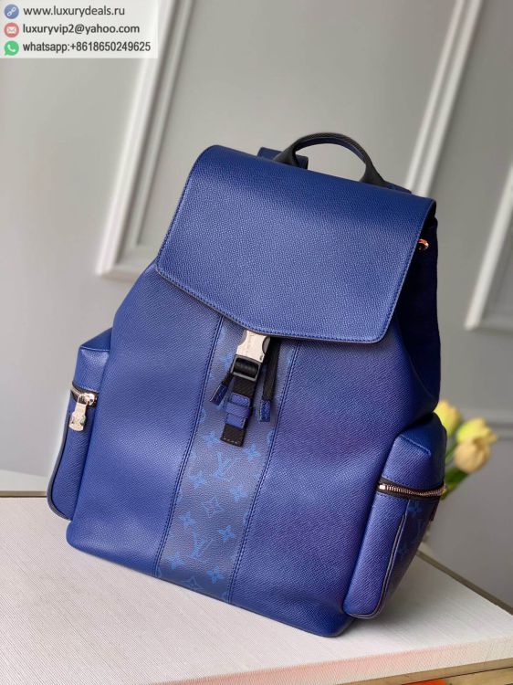 Louis Vuitton LV Outdoor M30419 Men Leather Backpack Bags Blue