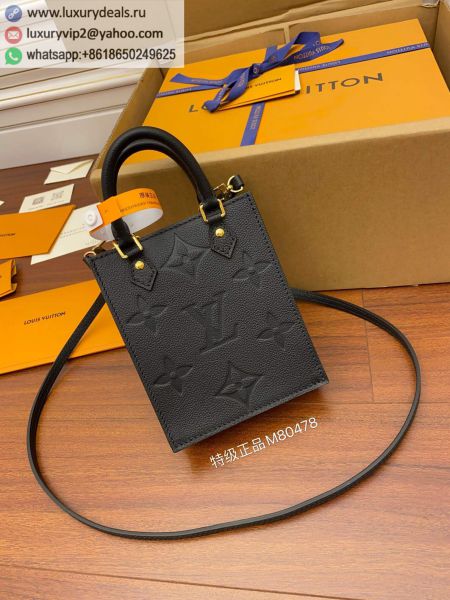 Louis Vuitton LV Petit Sac Plat M80478 Black Leather Tote Bags