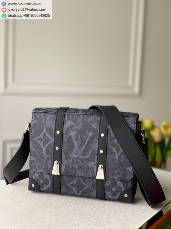 Louis Vuitton LV Trunk Messenger M57271 Men Black PVC Shoulder Bags