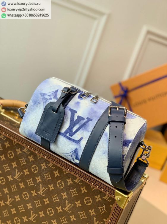 Louis Vuitton LV City Keepall Crossbody M45757 Men Blue PVC Shoulder Bags