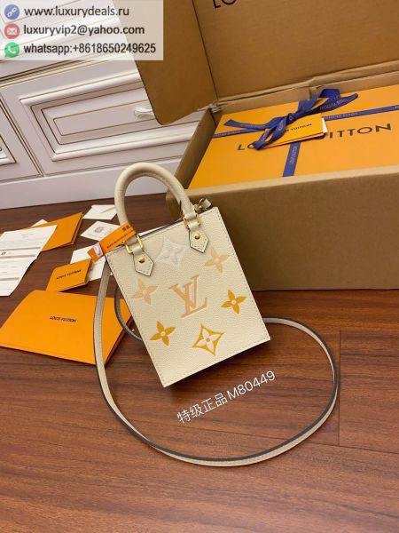 Louis Vuitton LV Petit Sac Plat M80449 Apricot Leather Tote Bags