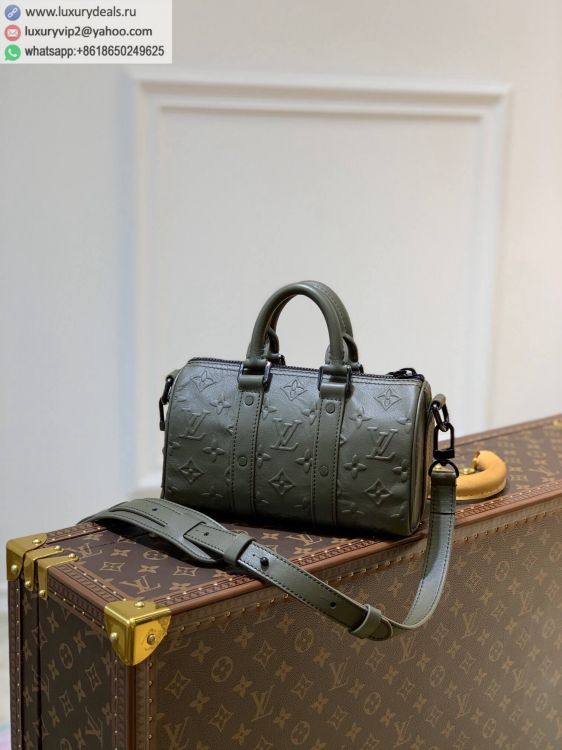 Louis Vuitton LV Keepall XS bag M57961 Men Olive Green Leather Tote Bags