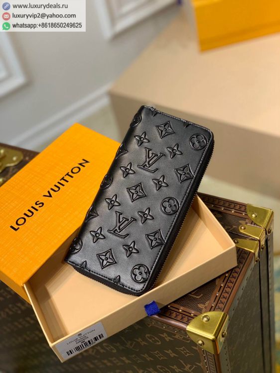 Louis Vuitton LV Zippy Vertical M80505 Men Black Leather Wallets